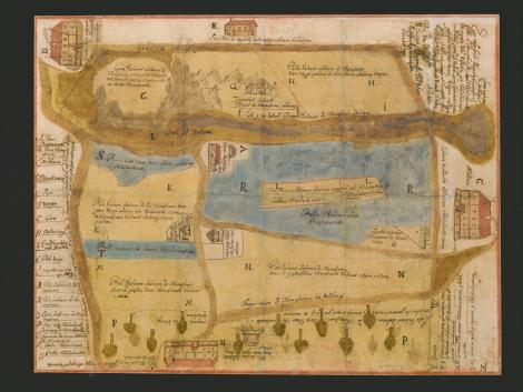 Zdjęcie nr 18 (34)
                                	                             Archiwum UJ, Akta pap. 4751. Mapa ze zbiorów AUJ, wieś Podskalany i okolice Modlnicy w roku 1682.
                            