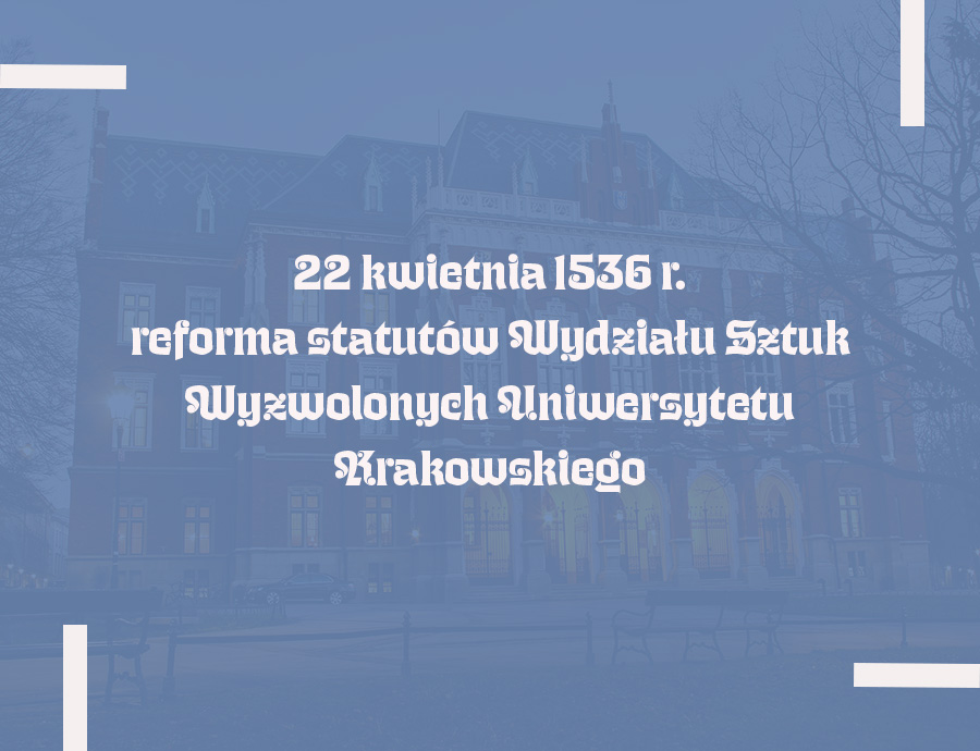 22 kwietnia 1536 r. - reforma statutów Wydziału Sztuk Wyzwolonych Uniwersytetu Krakowskiego. Za rektora Marcina Biema z Olkusza, wybitnego matematyka i astronoma, zgromadzenie profesorów Uniwersytetu Krakowskiego dokonało wyboru komisji, której zadaniem było opracowanie reformy statutów Wydziału Sztuk Wyzwolonych (Filozoficznego). Autor: dr Maciej Zdanek.
#Kartki z dziejów UJ #Uniwersytet Jagielloński #historia #historia uniwersytetu jagiellońskiego