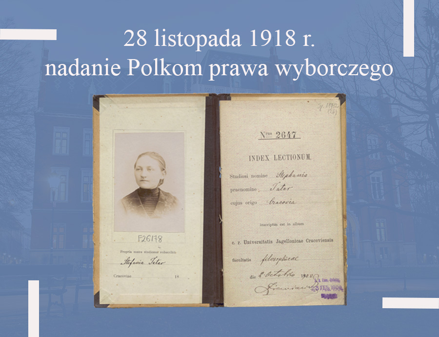 28 listopada 1918 r. - nadanie Polkom prawa wyborczego. Wydanie przez Naczelnika Państwa dekretu z 28 listopada 1918 r. o ordynacji wyborczej do Sejmu Ustawodawczego, na podstawie której prawo wybierania posłów otrzymali wszyscy obywatele państwa bez różnicy płci, posiadający do dnia ogłoszenia wyborów ukończone 21 lat, przełożyło się również na całkowite otwarcie studiów uniwersyteckich dla kobiet (za wyjątkiem studiów teologicznych). Autor: dr hab. Przemysław Marcin Żukowski, prof. UJ
#Kartki z dziejów UJ #Uniwersytet Jagielloński #historia #historia uniwersytetu jagiellońskiego #prawa kobiet