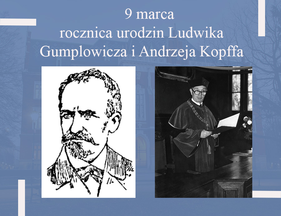 9 marca - rocznica urodzin Ludwika Gumplowicza i Andrzeja Kopffa
Dnia 9 marca przypadają rocznice urodzin dwóch uczonych, którzy na pozór nie mają ze sobą wiele wspólnego. Niemniej chciałbym ich sylwetki przybliżyć. Mowa tutaj o starszym Ludwiku Gumplowiczu (ur. 9 marca 1838, zm. 19 sierpnia 1909) oraz o Andrzeju Kopffie (ur. 9 marca 1922, zm. 5 września 1992)
Autor: dr Przemysław Marcin Żukowski.
#Kartki z dziejów UJ #Uniwersytet Jagielloński #historia #historia uniwersytetu jagiellońskiego #Archiwum UJ #archiwum uniwersytetu jagiellońskiego