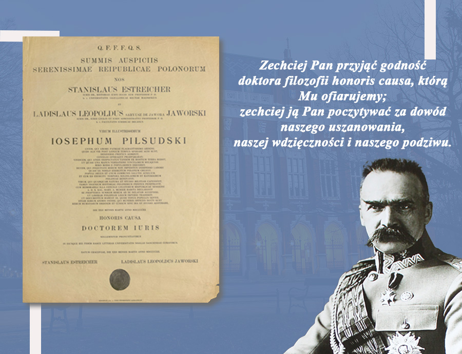 28 kwietnia 1920 r. rocznica wręczenia dyplomu doktora honoris causa UJ w zakresie prawa Marszałkowi Józefowi Piłsudskiemu
