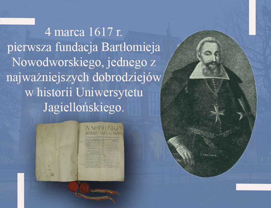 Bartłomiej Nowodworski (ok. 1552–13 lutego 1625), kawaler maltański, wybitny żołnierz, który m.in. przyczynił się do zdobycia Smoleńska w 1611 r., słynny z patriotyzmu, pobożności, cnót rycerskich i zamiłowań kulturalnych, był jednym z najważniejszych dobrodziejów w historii Uniwersytetu Jagiellońskiego.